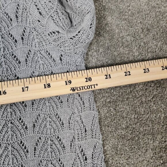 Foxxy Lady Women's Cardigan Size L Gray Cotton Knit Openwork Casual Resortwear - Picture 7 of 8